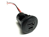 Doppel-Steckdose USB C+A rund Einbau